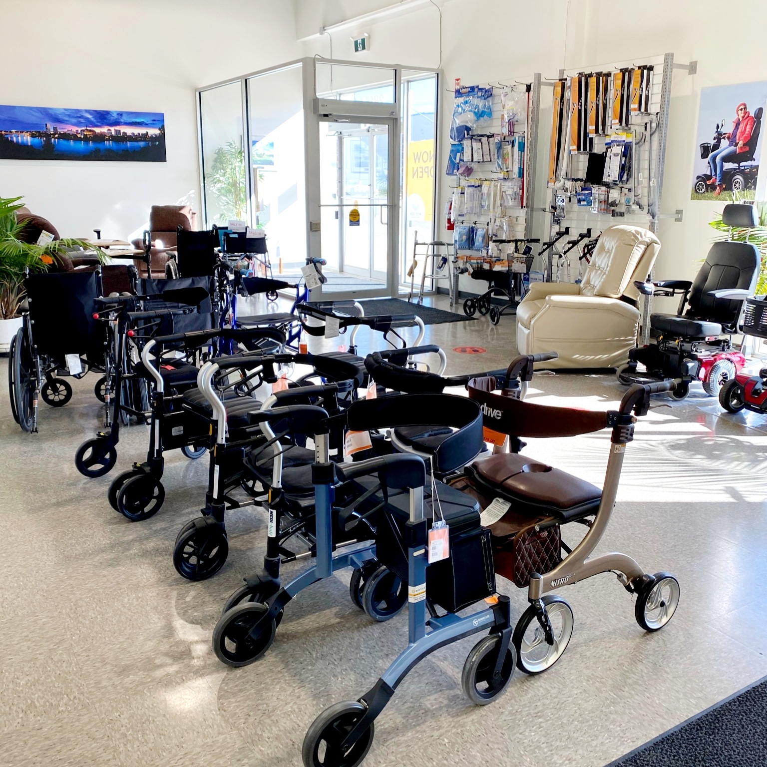 Saskatoon walking aids and wheelchairs on display in showroom