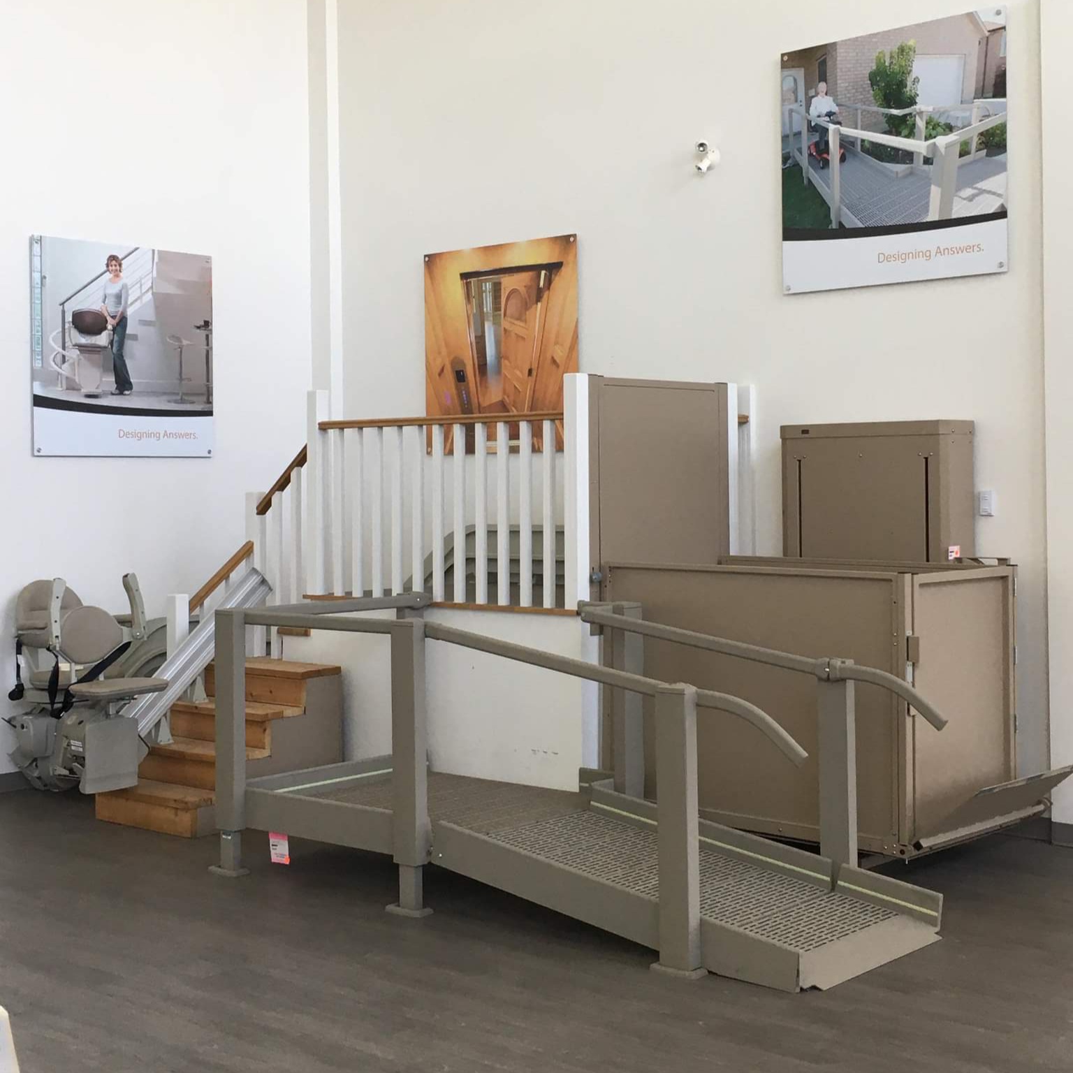 Vancouver stairlift, ramp, and vertical platform lift displays in showroom