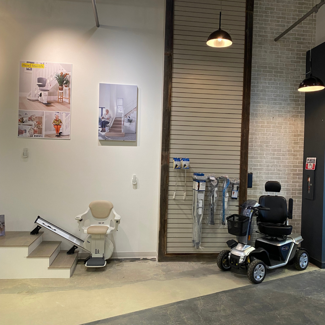 Motion Grande Prairie Showroom Display of Stairlift and Mobility Scooter