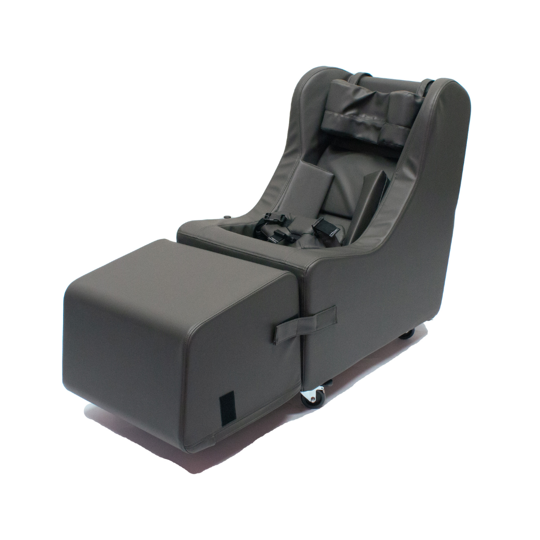 Freedom Concepts Roll'er Chair in black with ottoman in black attached at front