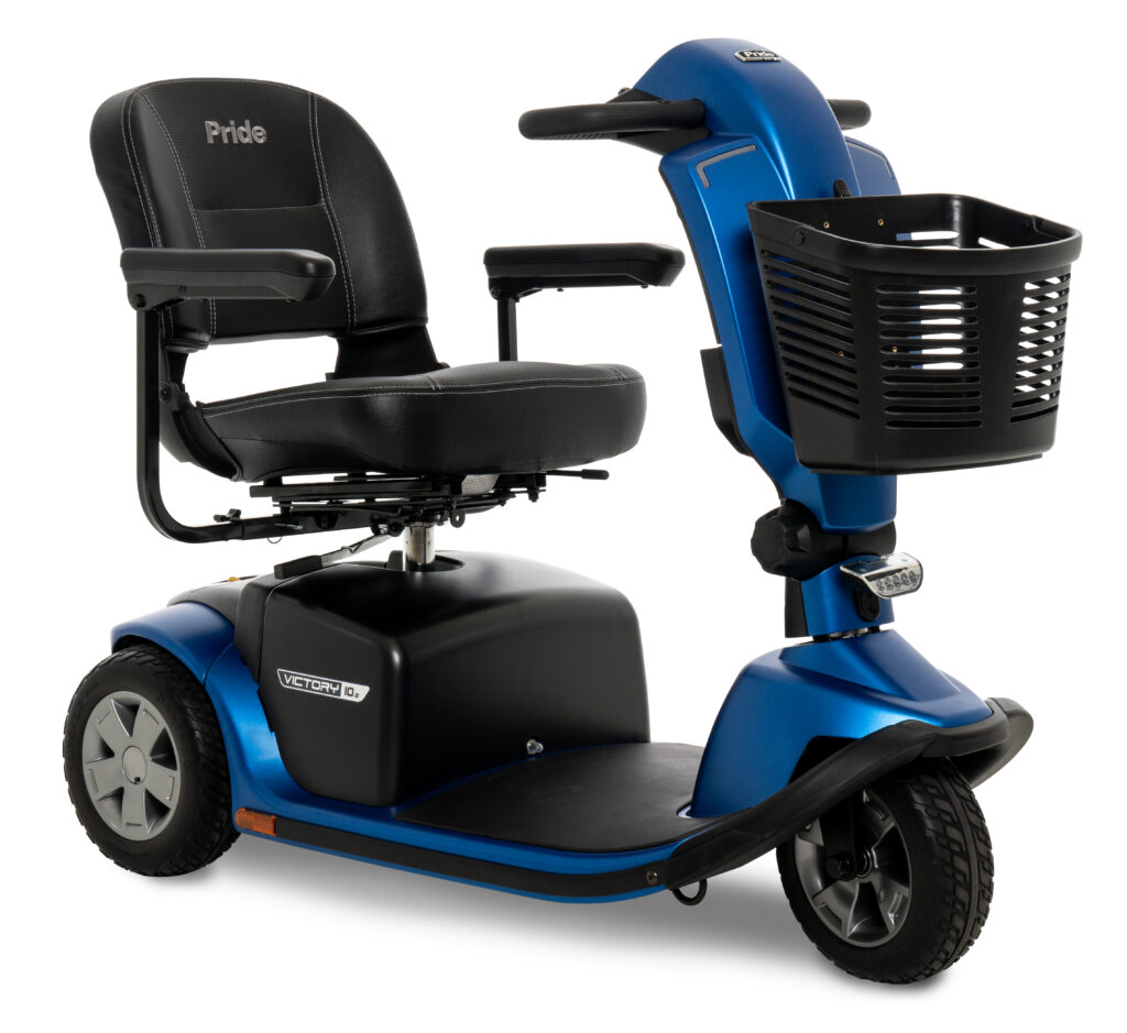 Pride Mobility Victory Scooter with 3 wheels in blue