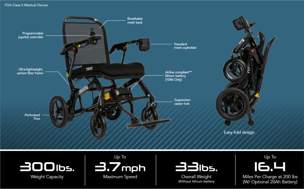 A screenshot of the specifications of the Jazzy Ultra Light wheelchair.