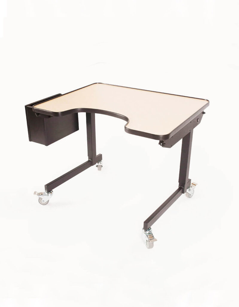 Front view of a brown ERGOtable from CANDAN. 
