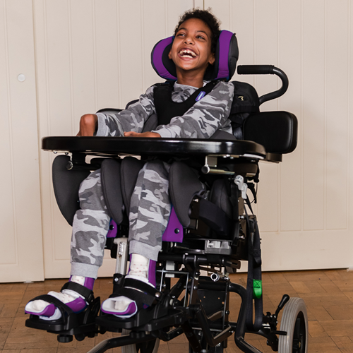 A young boy in the BeMe Advanced seating system.